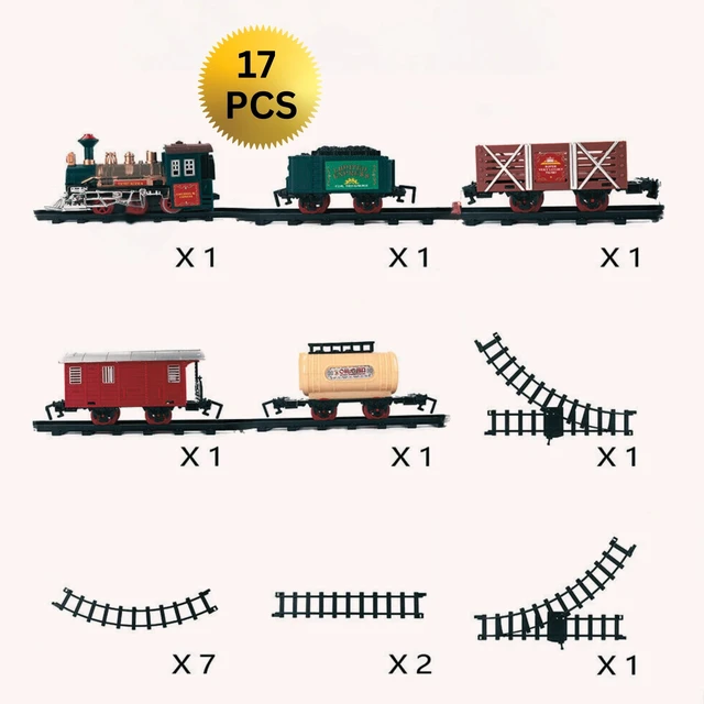 Alt view image 6 of 7 - 16 PCS Luxury Electric Train Toy Set For Kida w/ Lights Sound - 53" x 30" Track