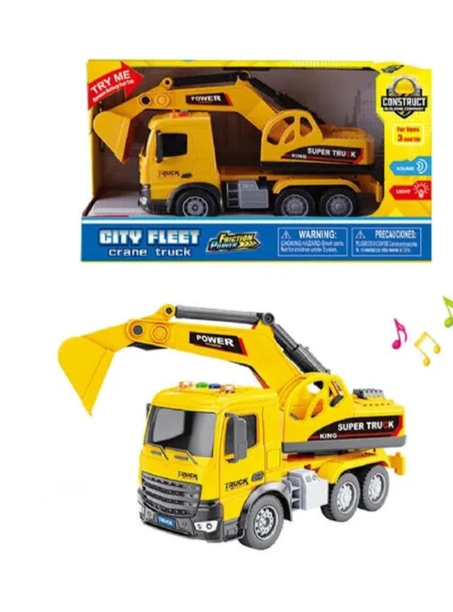 Alt view image 6 of 6 - 2 Packs - Friction Rescue & Construction Trucks w/ Light & Sound - 11 Inches