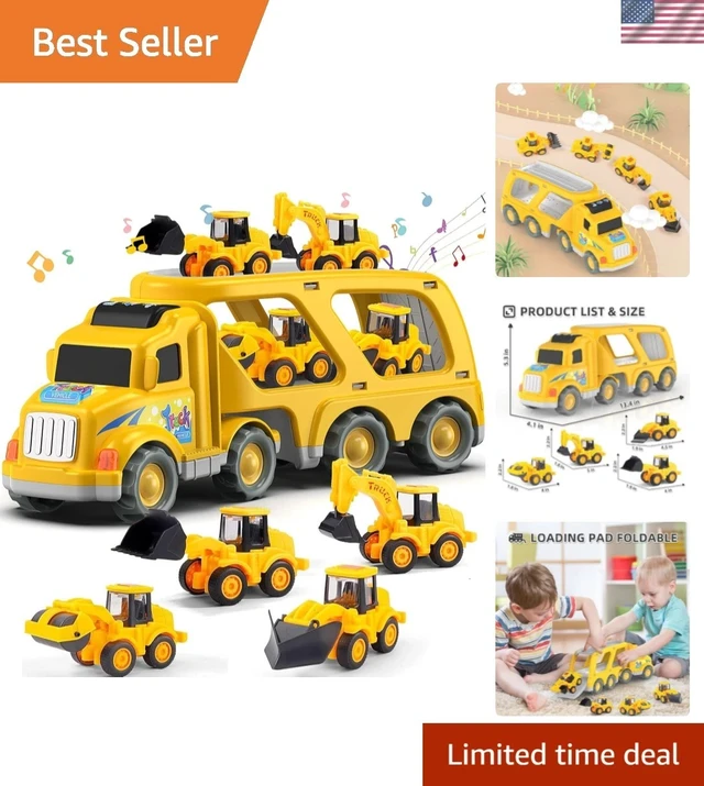 Alt view image 6 of 7 - 5-in-1 Friction-Powered Construction Truck Toy for Ages 3-6 - Perfect Gift!