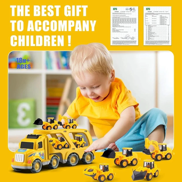 Alt view image 7 of 7 - 5-in-1 Friction-Powered Construction Truck Toy for Ages 3-6 - Perfect Gift!