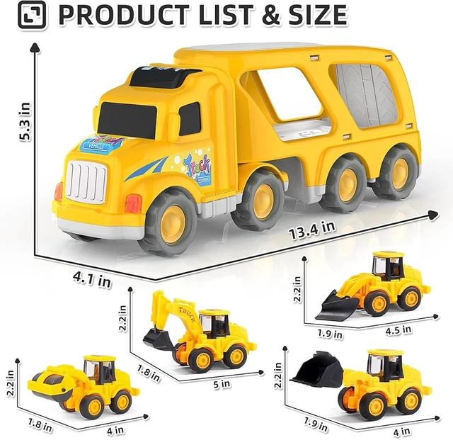 Alt view image 5 of 7 - 5-in-1 Friction-Powered Construction Truck Toy for Ages 3-6 - Perfect Gift!