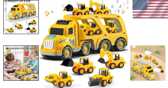 Alt view image 2 of 7 - 5-in-1 Friction-Powered Construction Truck Toy for Ages 3-6 - Perfect Gift!