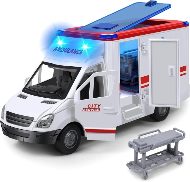 Main image of Friction-Powered Ambulance Toy with 4 Flashing Lights & Sounds - Safe for Kids