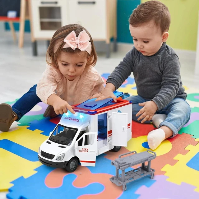 Alt view image 5 of 7 - Friction-Powered Ambulance Toy with 4 Flashing Lights & Sounds - Safe for Kids
