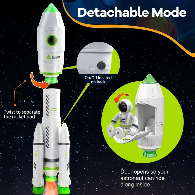 Alt view image 6 of 7 - Space Adventure Rocket Ship Toy Set for Kids with Lights and Sounds - Ages 3-12