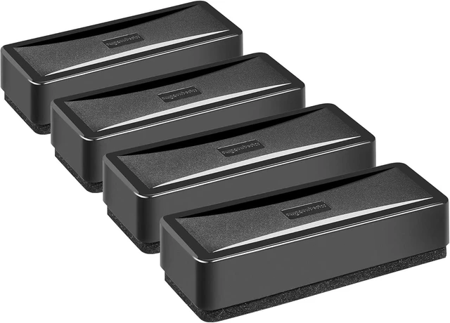 Main image of 4-Pack Black Dry-Erase Whiteboard Erasers - Soft Pile for Gentle Cleaning