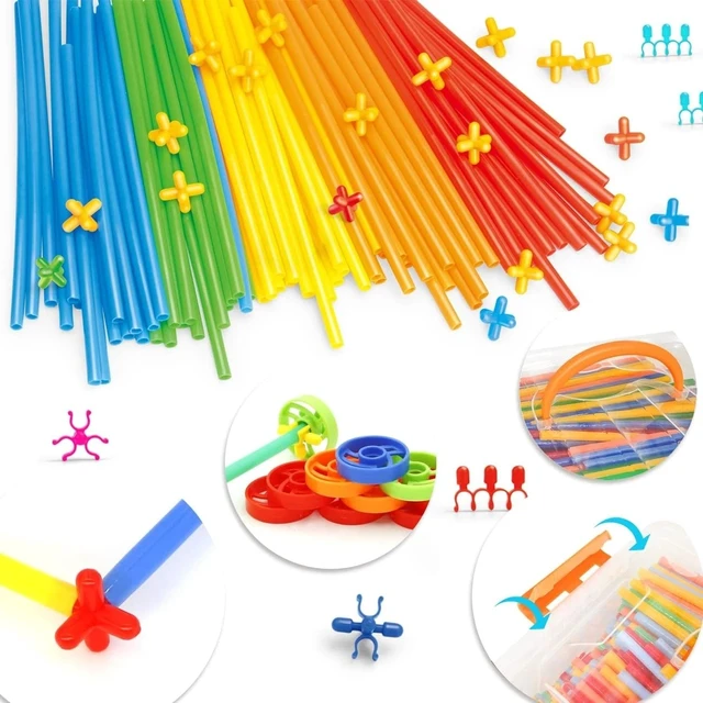 Alt view image 6 of 7 - Indoor & Outdoor 600Pcs Straw Building Set - Perfect Birthday Gift for Kids