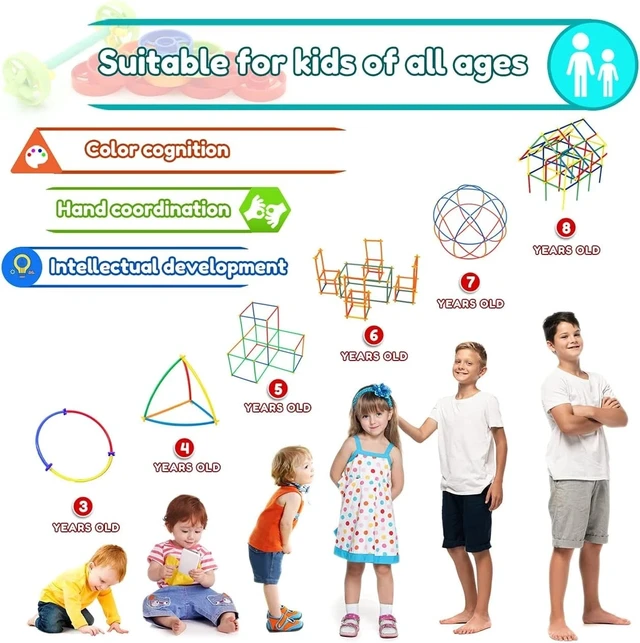 Alt view image 5 of 7 - Indoor & Outdoor 600Pcs Straw Building Set - Perfect Birthday Gift for Kids