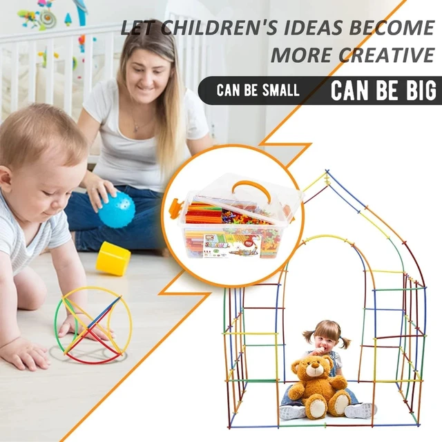 Alt view image 4 of 7 - Indoor & Outdoor 600Pcs Straw Building Set - Perfect Birthday Gift for Kids