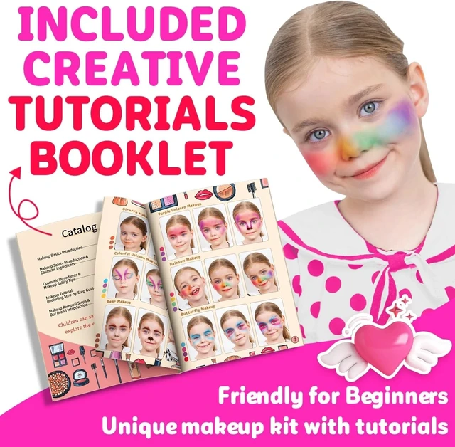 Alt view image 4 of 7 - 58-Piece Kids Makeup Kit with Mirror - Safe Washable Princess Set for Ages 3-12