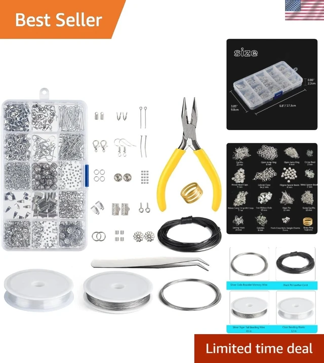 Alt view image 7 of 7 - Beginner's Jewelry Beading Kit for Kids - 15 Findings & Colorful Beads Included