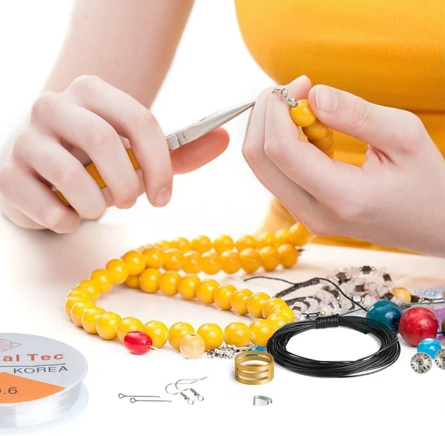 Alt view image 6 of 7 - Beginner's Jewelry Beading Kit for Kids - 15 Findings & Colorful Beads Included