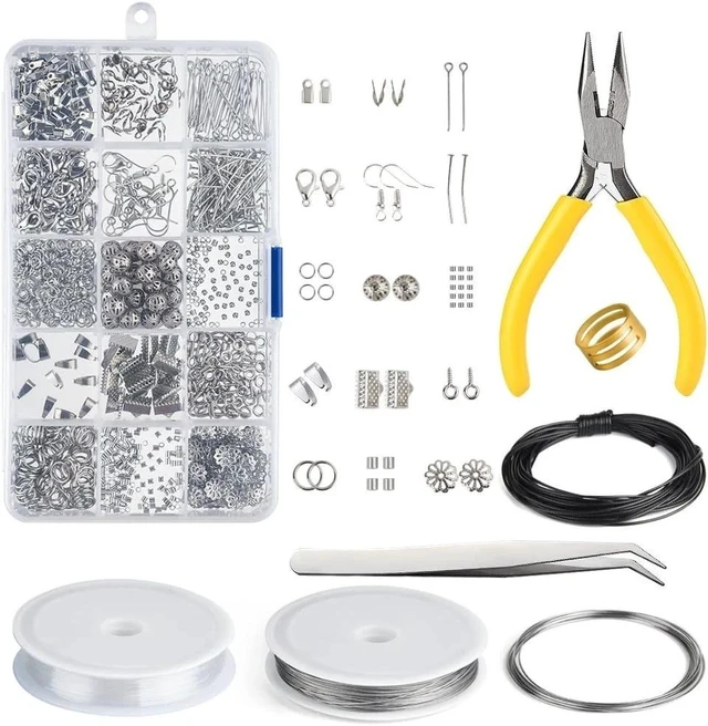 Main image of Beginner's Jewelry Beading Kit for Kids - 15 Findings & Colorful Beads Included