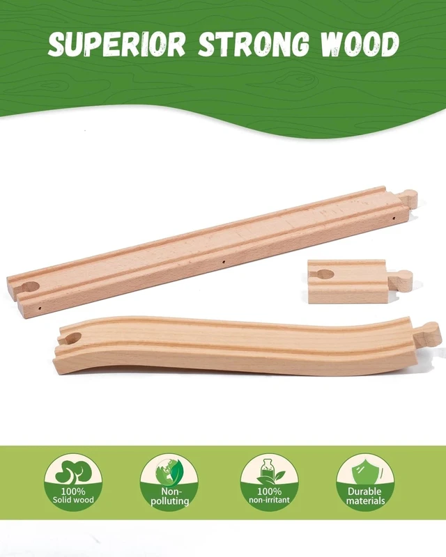 Alt view image 5 of 7 - Engaging Wooden Train Set with Double Suspension Bridge - Safe Fun for Toddlers