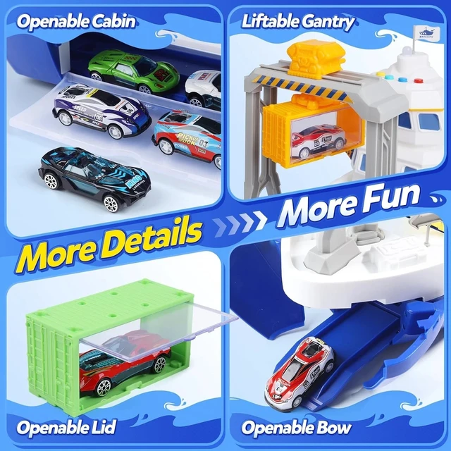 Alt view image 5 of 7 - Kids Cargo Ship Toy with Lights, Sounds, & Removable Containers - Learning Fun