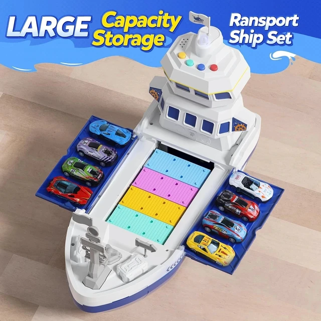 Alt view image 2 of 7 - Kids Cargo Ship Toy with Lights, Sounds, & Removable Containers - Learning Fun