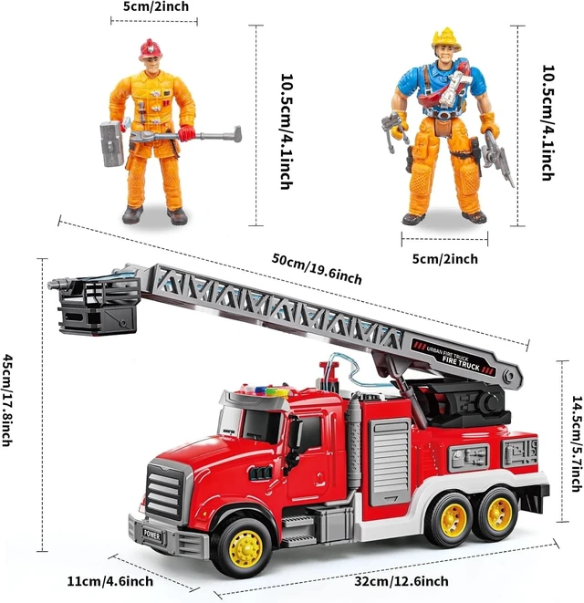Alt view image 3 of 7 - Durable Fire Truck Toy with Rotating Ladder & Water Tank - Perfect Gift for Kids