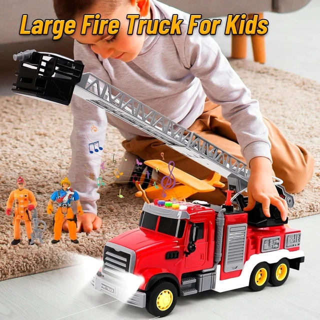 Alt view image 7 of 7 - Durable Fire Truck Toy with Rotating Ladder & Water Tank - Perfect Gift for Kids