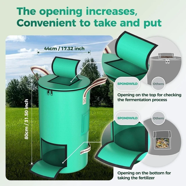 Alt view image 6 of 7 - Heavy-Duty 32 Gallon Compost Bin with Ventilation for Fast Decomposition