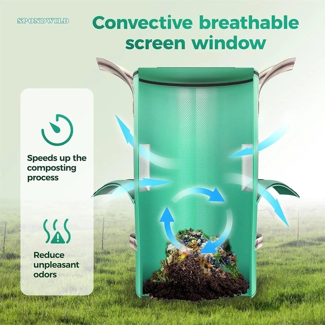Alt view image 2 of 7 - Heavy-Duty 32 Gallon Compost Bin with Ventilation for Fast Decomposition