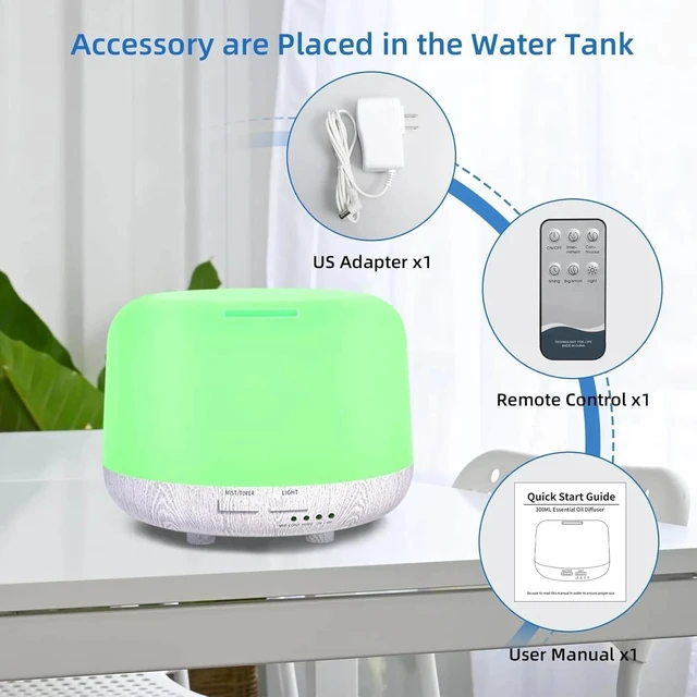 Alt view image 2 of 7 - 300ML Essential Oil Diffuser with Remote Control 8 Hour Aromatherapy Bliss