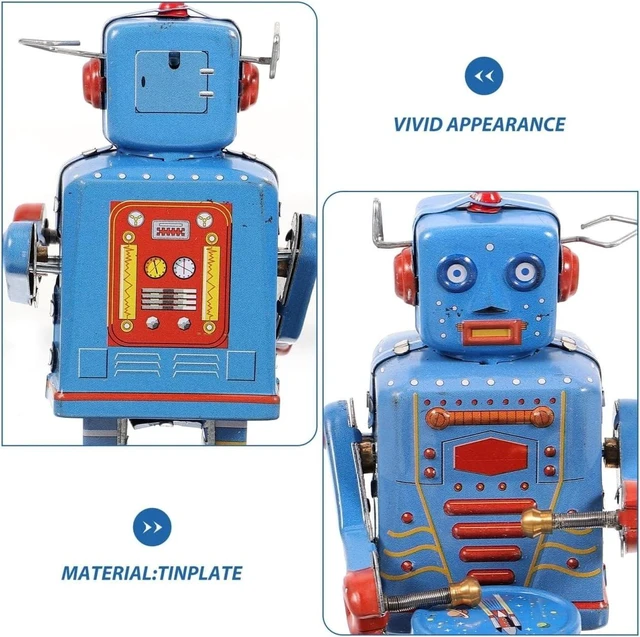 Alt view image 6 of 7 - Interactive 3.74-Inch Blue Clockwork Drumming Robot Toy - Perfect for Home Decor