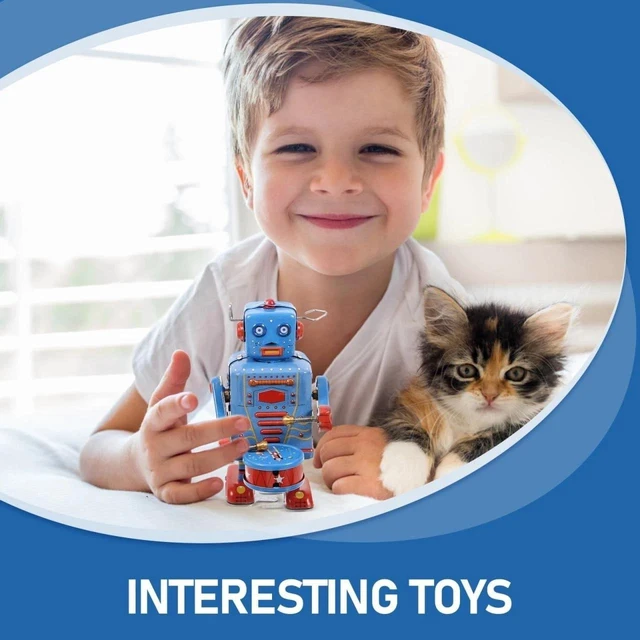 Alt view image 5 of 7 - Interactive 3.74-Inch Blue Clockwork Drumming Robot Toy - Perfect for Home Decor