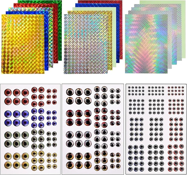 Main image of 342pcs Fishing Lure Stickers & Eyes - 3D/4D/5D Holographic Design for DIY Crafts