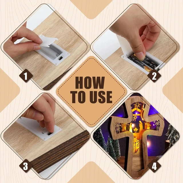 Alt view image 6 of 7 - Stunning LED Light Nativity Scene Cross Ornament - Ideal for Christmas Decor