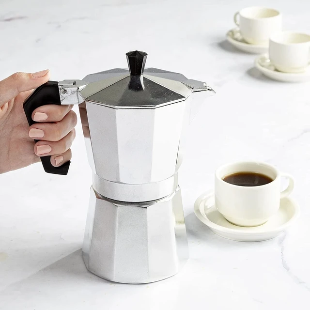 Alt view image 2 of 7 - Classic Moka Pot Espresso Maker for 6 Cups - Portable Aluminum Coffee Maker