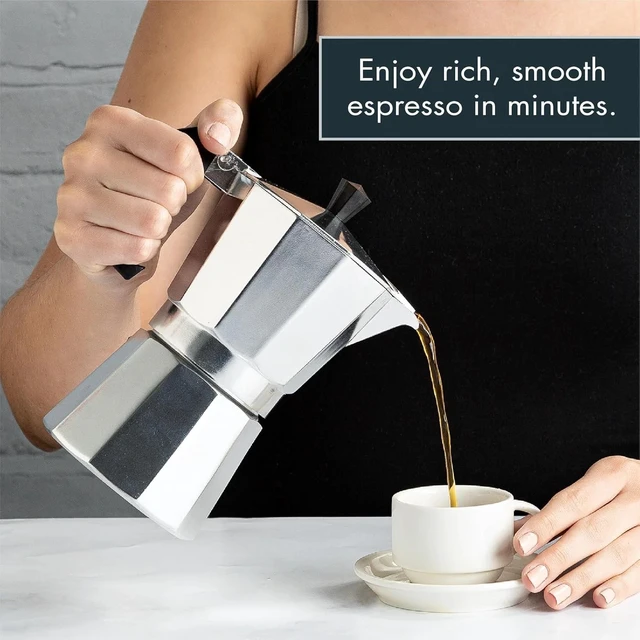 Alt view image 6 of 7 - Classic Moka Pot Espresso Maker for 6 Cups - Portable Aluminum Coffee Maker
