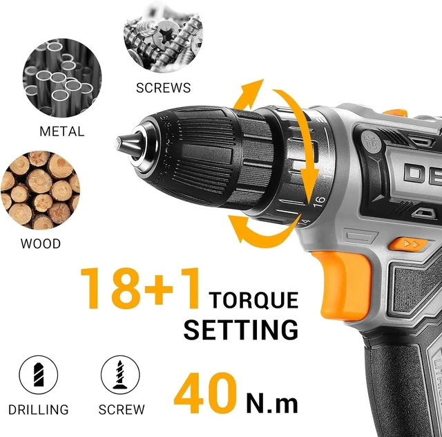 Alt view image 4 of 7 - 20V Cordless Power Drill Set with Battery & Charger Perfect for DIY Projects