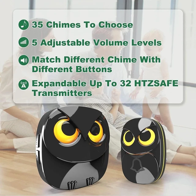 Alt view image 6 of 7 - Cute Owl Wireless Doorbell with 1000ft Range - Easy Setup & Memory Function