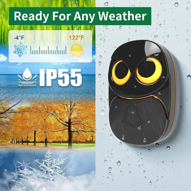 Alt view image 2 of 7 - Cute Owl Wireless Doorbell with 1000ft Range - Easy Setup & Memory Function