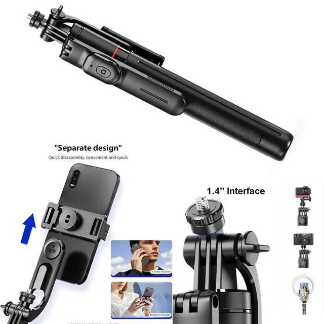 Alt view image 4 of 7 - Selfie Stick Tripod Phone Holder Gimbal Selfirestick Floor Stand Remote