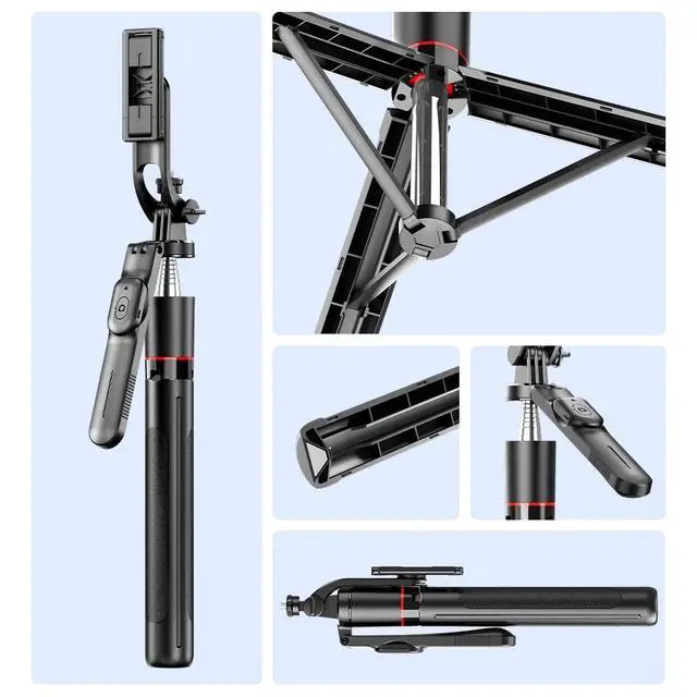 Alt view image 6 of 7 - Selfie Stick Tripod Phone Holder Gimbal Selfirestick Floor Stand Remote