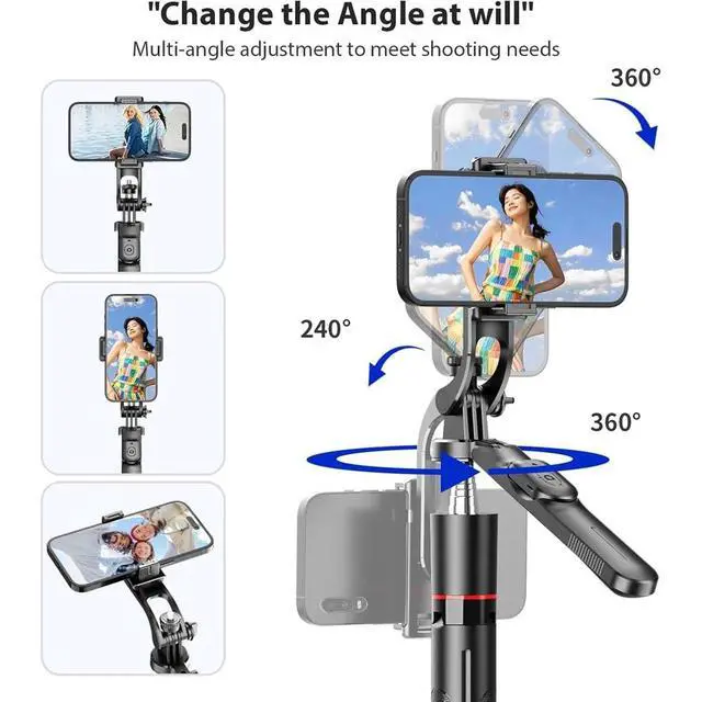 Alt view image 5 of 7 - Selfie Stick Tripod Phone Holder Gimbal Selfirestick Floor Stand Remote