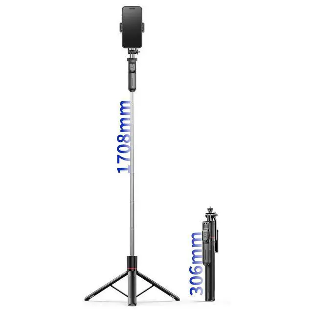 Alt view image 7 of 7 - Selfie Stick Tripod Phone Holder Gimbal Selfirestick Floor Stand Remote