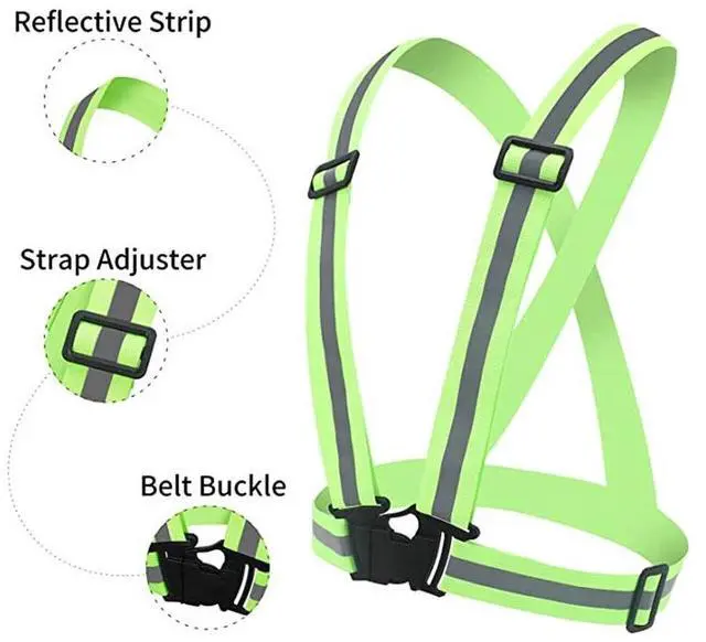 Alt view image 4 of 5 - Reflective Vest Adjustable Safety Running High Visibility Belt Cycling Hiking