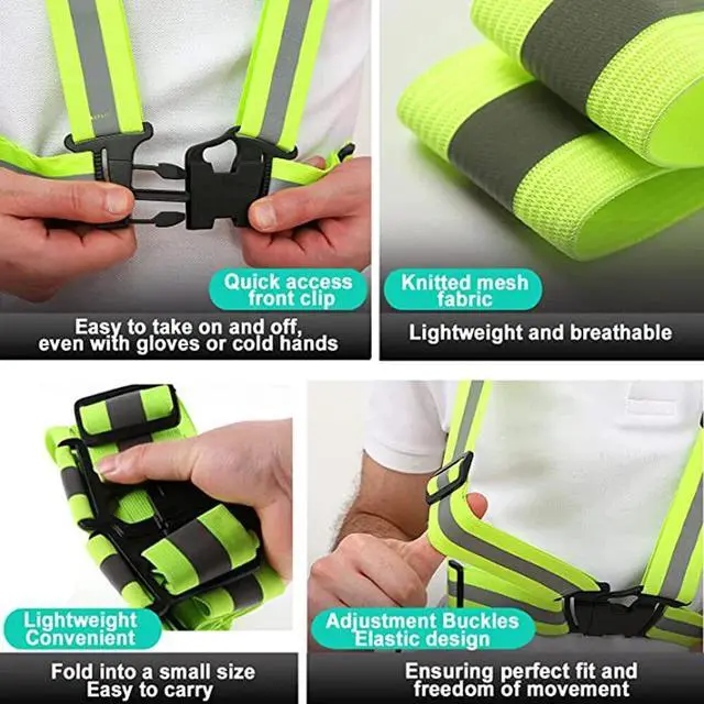 Alt view image 5 of 5 - Reflective Vest Adjustable Safety Running High Visibility Belt Cycling Hiking