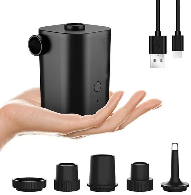 Alt view image 2 of 5 - Wireless Portable Air Pump for Inflatable Recharge Air Mattress 5 Nozzles Black