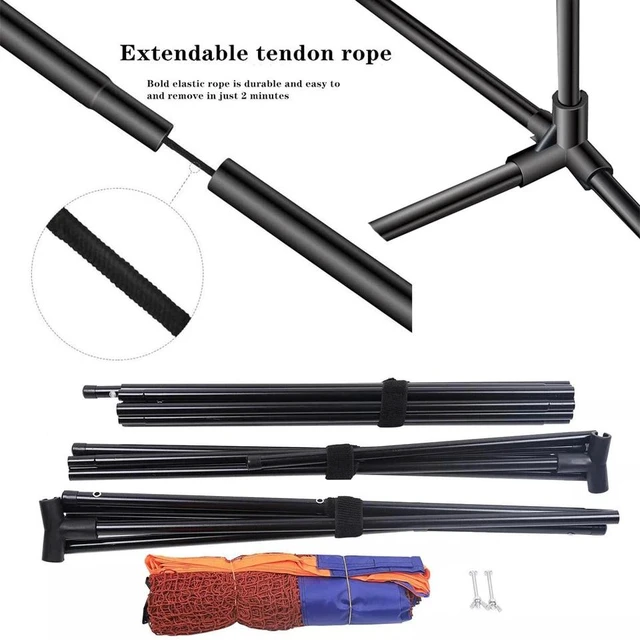Alt view image 4 of 7 - Portable Badminton Net Set Tennis Volleyball Training Height Adjustable w/ Bag