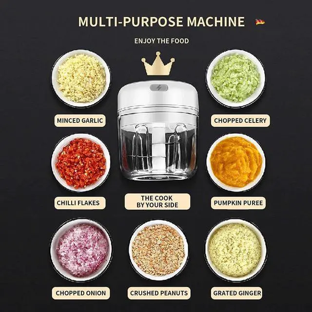 Alt view image 3 of 6 - Electric Mini Garlic Vegetable Chopper Food Slicer and Portable Blender Masher