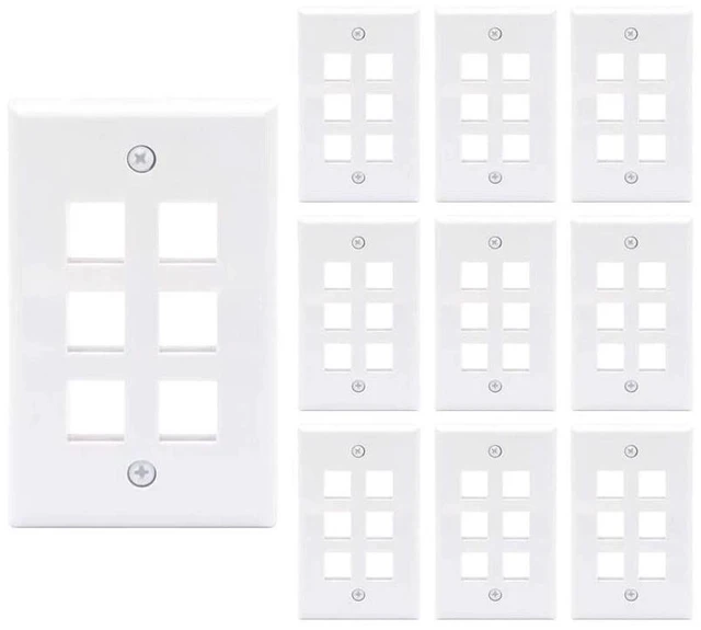 Main image of 10 Packs Wall Plate 6 Port White Unbreakable Toggle Outlet Cover