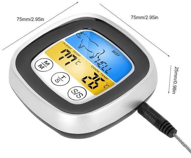 Alt view image 5 of 5 - Meat Thermometer 2in1 Digital Food Kitchen Touch Screen Temperature Tester