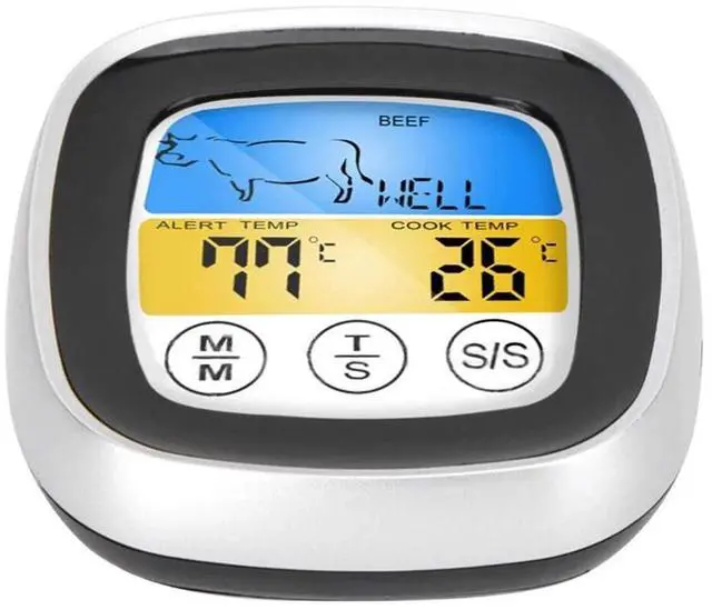 Alt view image 2 of 5 - Meat Thermometer 2in1 Digital Food Kitchen Touch Screen Temperature Tester