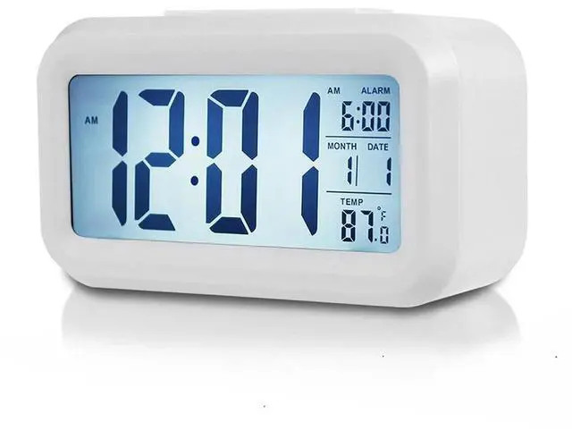 Main image of Digital Alarm Clock Large LCD Display Thermometer Night Light Back Light White