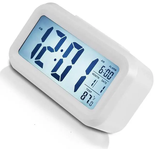 Alt view image 6 of 7 - Digital Alarm Clock Large LCD Display Thermometer Night Light Back Light White