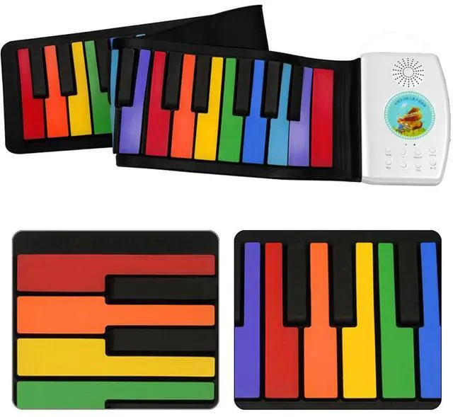 Alt view image 3 of 7 - Keyboard Piano Rainbow Piano Keyboard Roll Up Piano 49 Keys Flexible