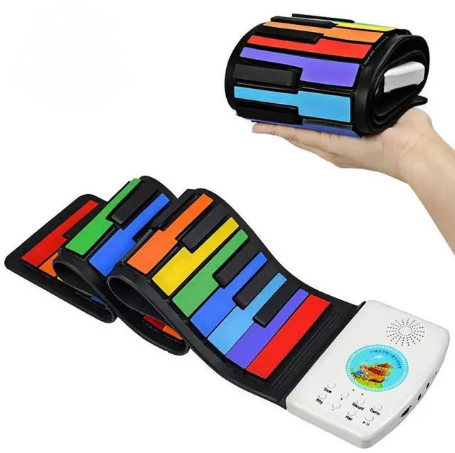 Main image of Keyboard Piano Rainbow Piano Keyboard Roll Up Piano 49 Keys Flexible